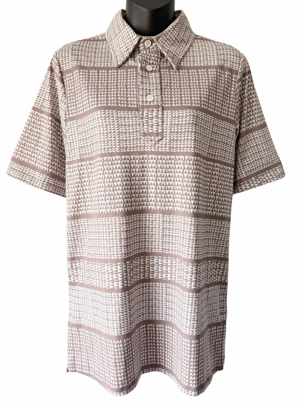 Manaola Aloha On The Green Half Button Up Polo Shirt Men’s XS Brown White Hawaii